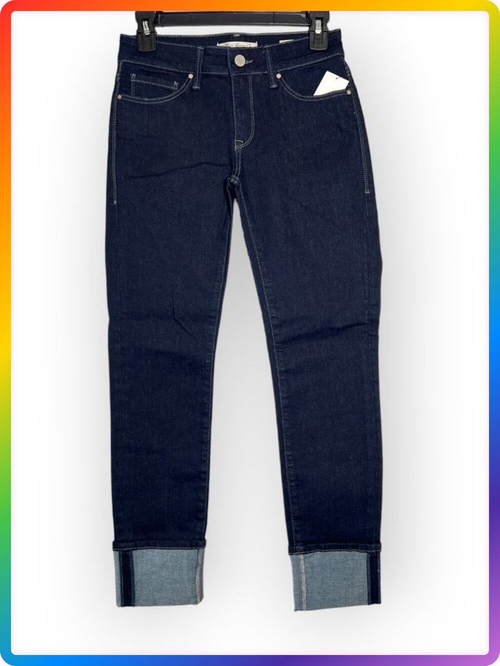 Mavi Erica Mid Rise Skinny Jeans WOMENS 27 Dark Wash Cuffed Stretch Denim